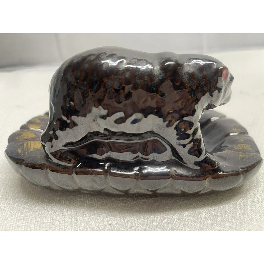 Vintage Bear Trinket Holder Keys Ashtray Cabin Lodge Animals Mountains Decor